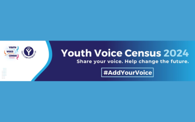 Blue background with Youth Voice Census and Youth Employment UK logos. Image reads "Youth Voice Census 2024. Share your voice. Help change the future. #AddYourVoice."