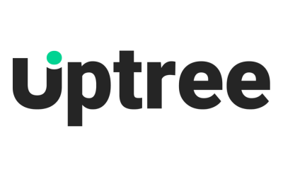 Uptree written in lower case with a small green dot above the U.
