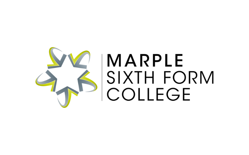 The Marple Sixth Form College logo: A grey and green star to the left, with Marple Sixth Form College written to the right.