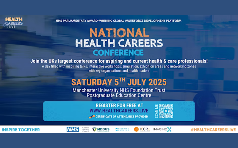 Poster for National Health Careers Conference 2025 event.
